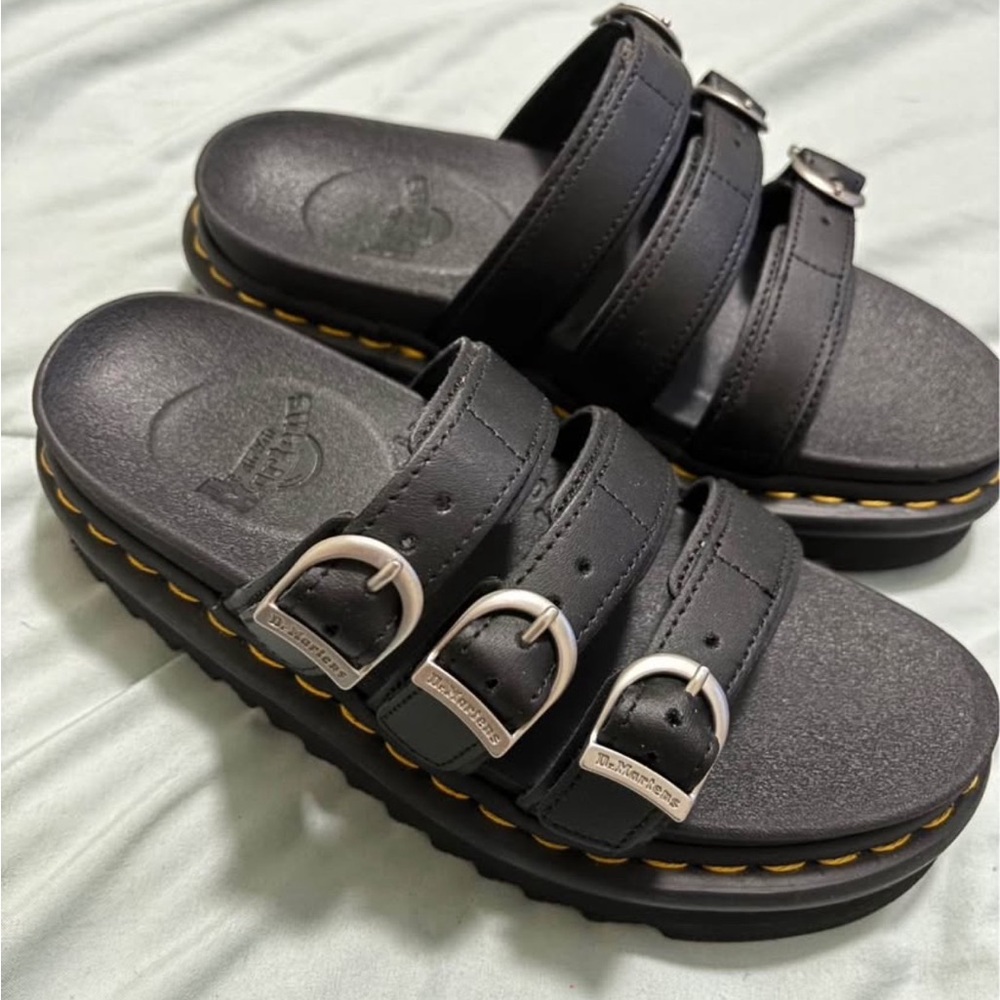 Dr. Martens Triple Buckle Black Sandals